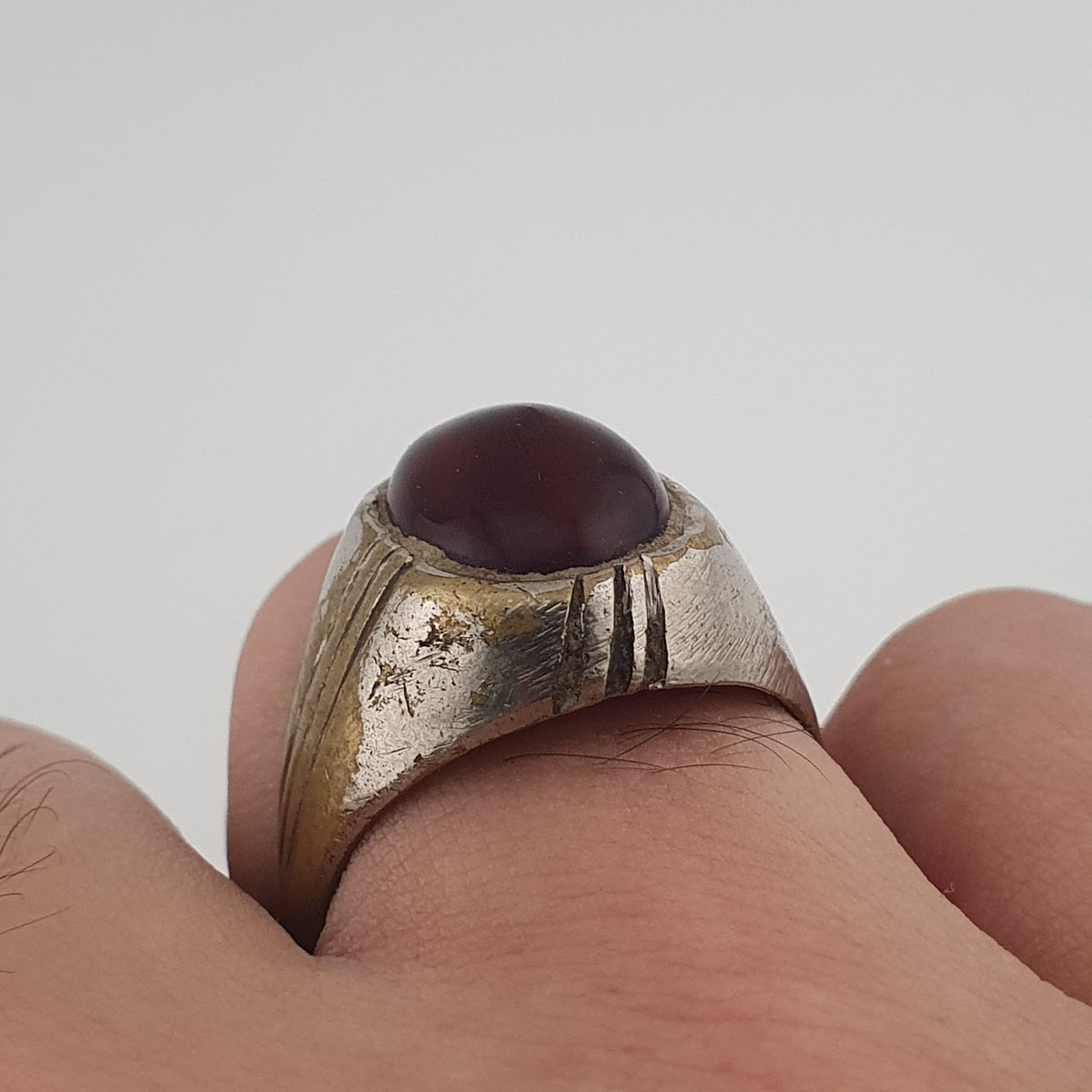 Antique Brass Eye Hidden Eye Agate Ring Handmade Natural Stone Statement Jewelry
