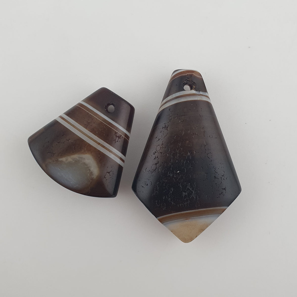 Vintage Himalayan Natural Eyes Agate Pendants Lot of 2