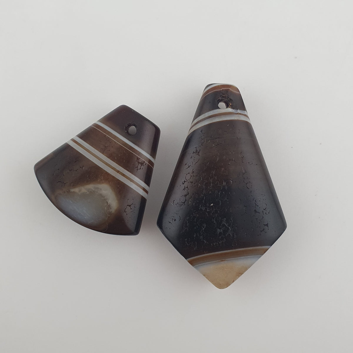 Vintage Himalayan Natural Eyes Agate Pendants Lot of 2