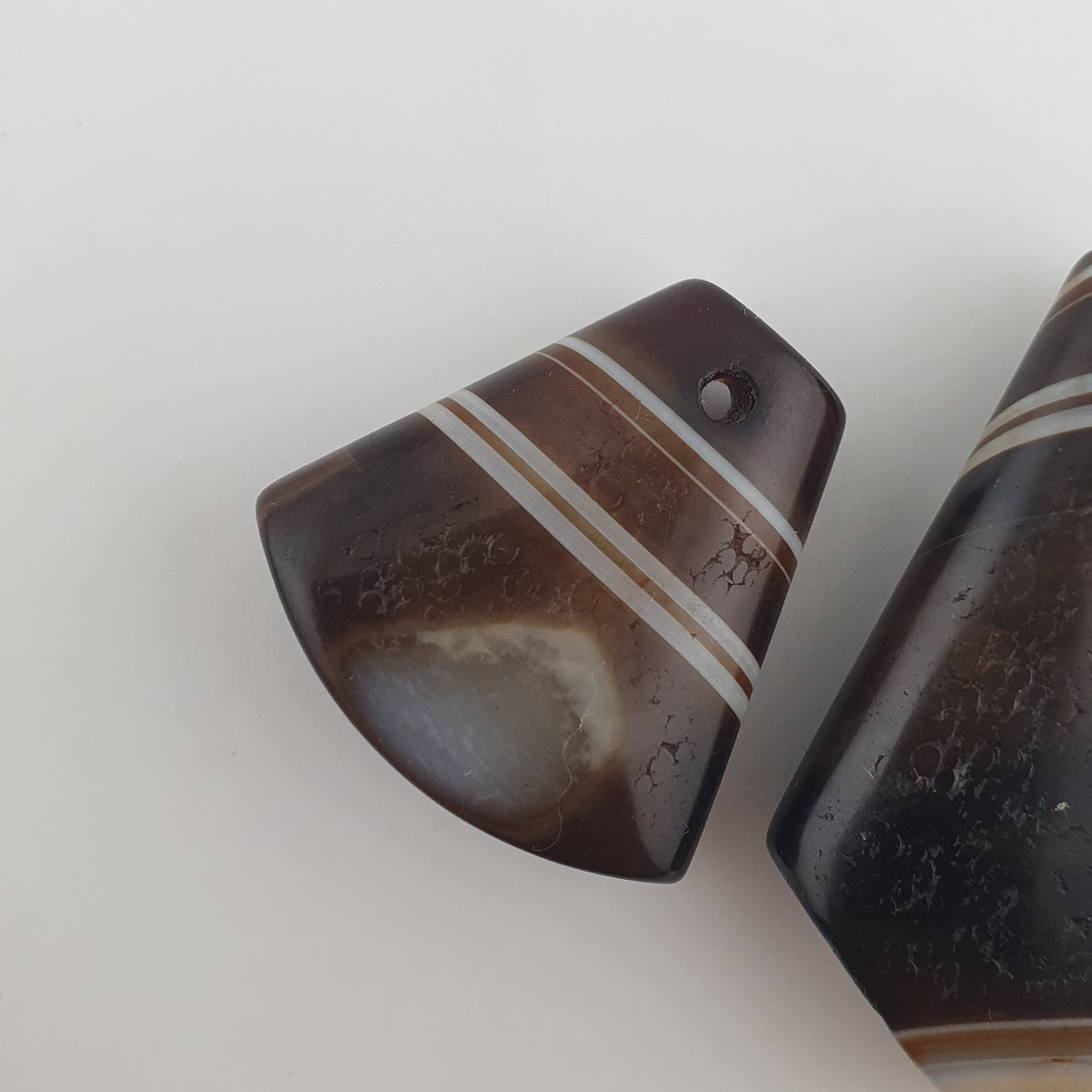 Vintage Himalayan Natural Eyes Agate Pendants Lot of 2