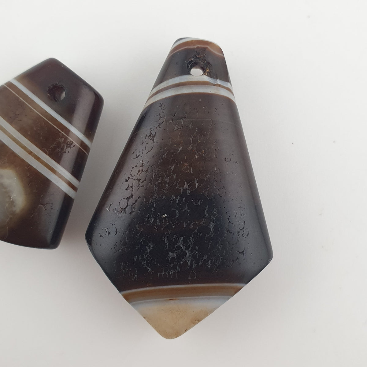 Vintage Himalayan Natural Eyes Agate Pendants Lot of 2
