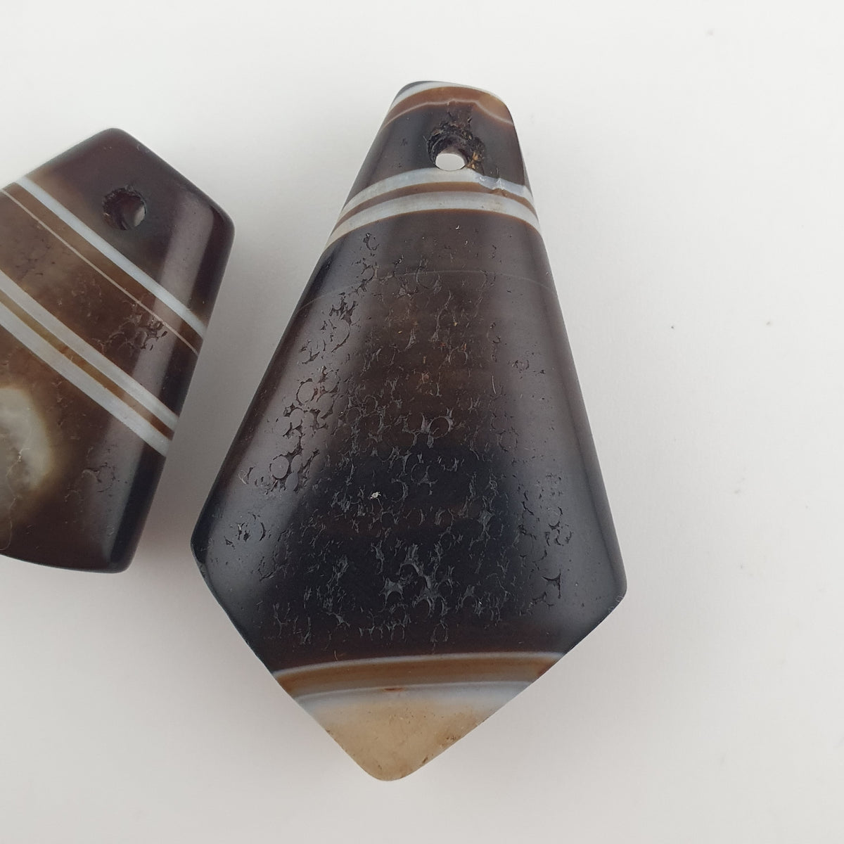 Vintage Himalayan Natural Eyes Agate Pendants Lot of 2