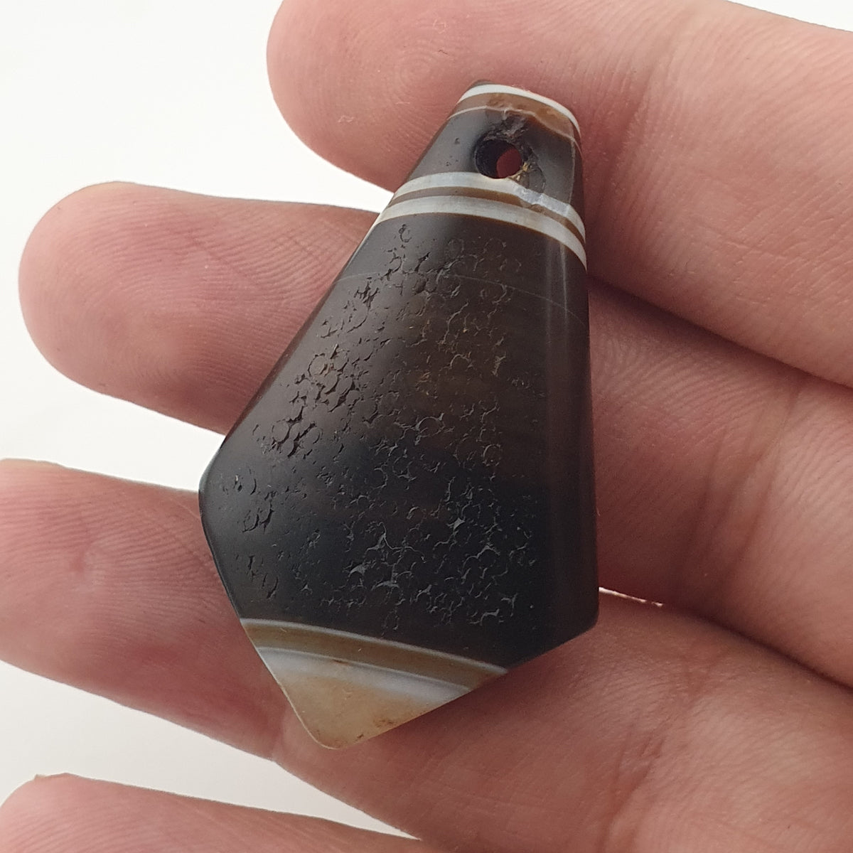 Vintage Himalayan Natural Eyes Agate Pendants Lot of 2