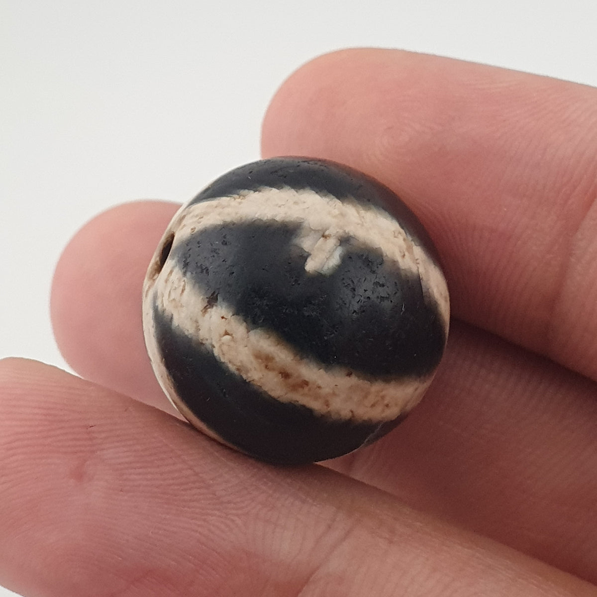 Vintage Himalayan Melon Desgin Agate Dzi Bead Amulet