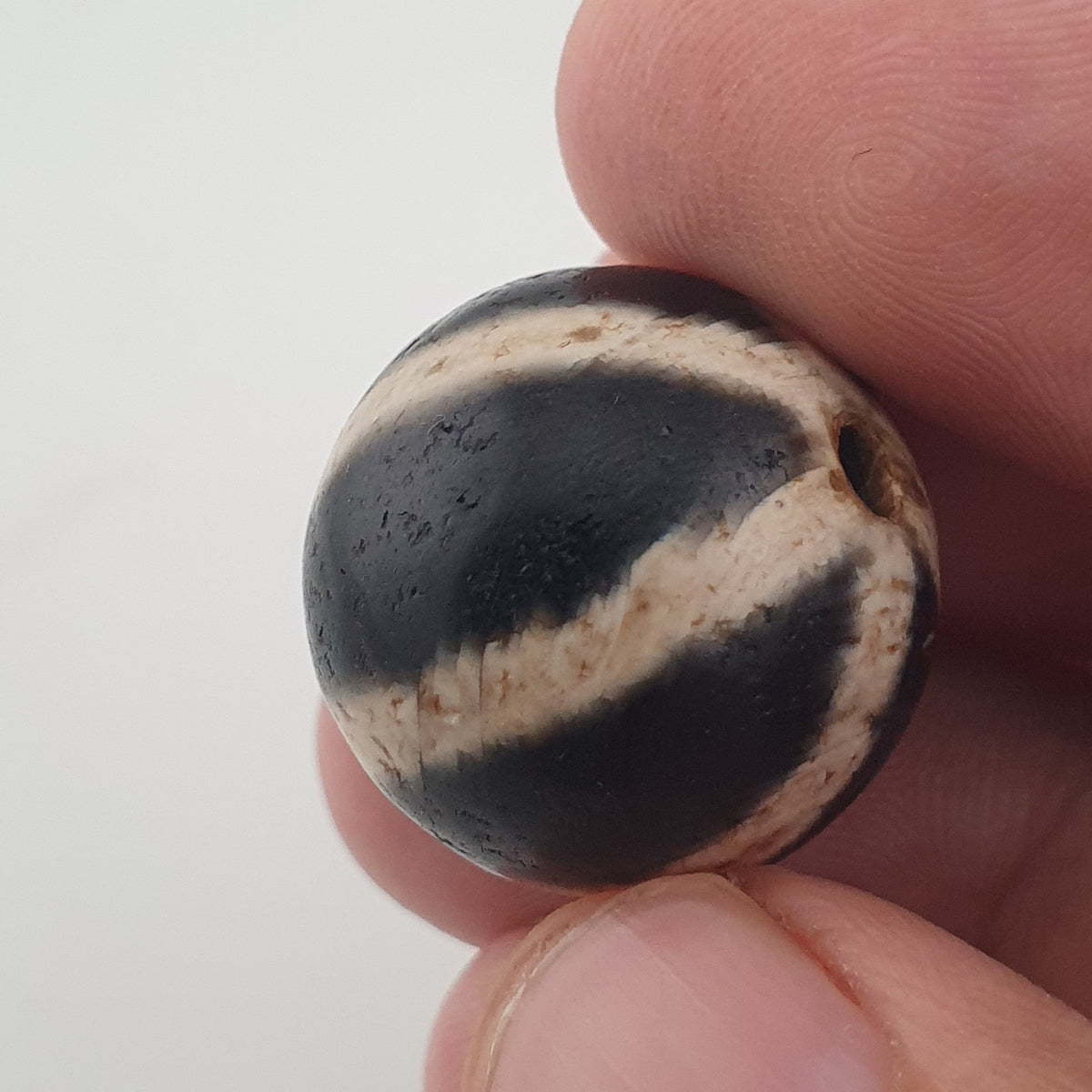 Vintage Himalayan Melon Desgin Agate Dzi Bead Amulet