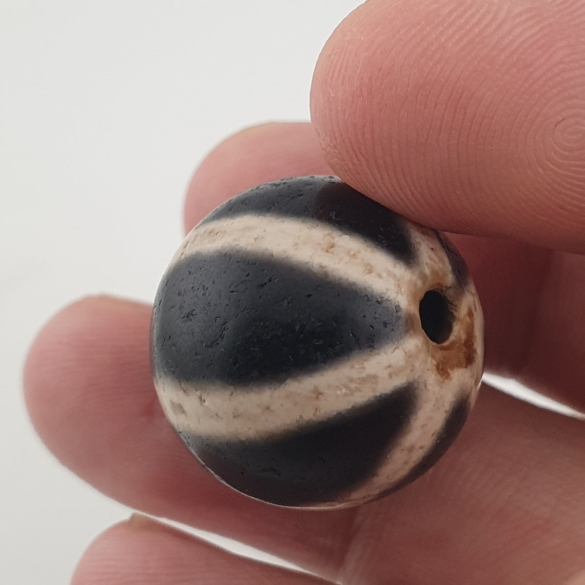 Vintage Himalayan Melon Desgin Agate Dzi Bead Amulet