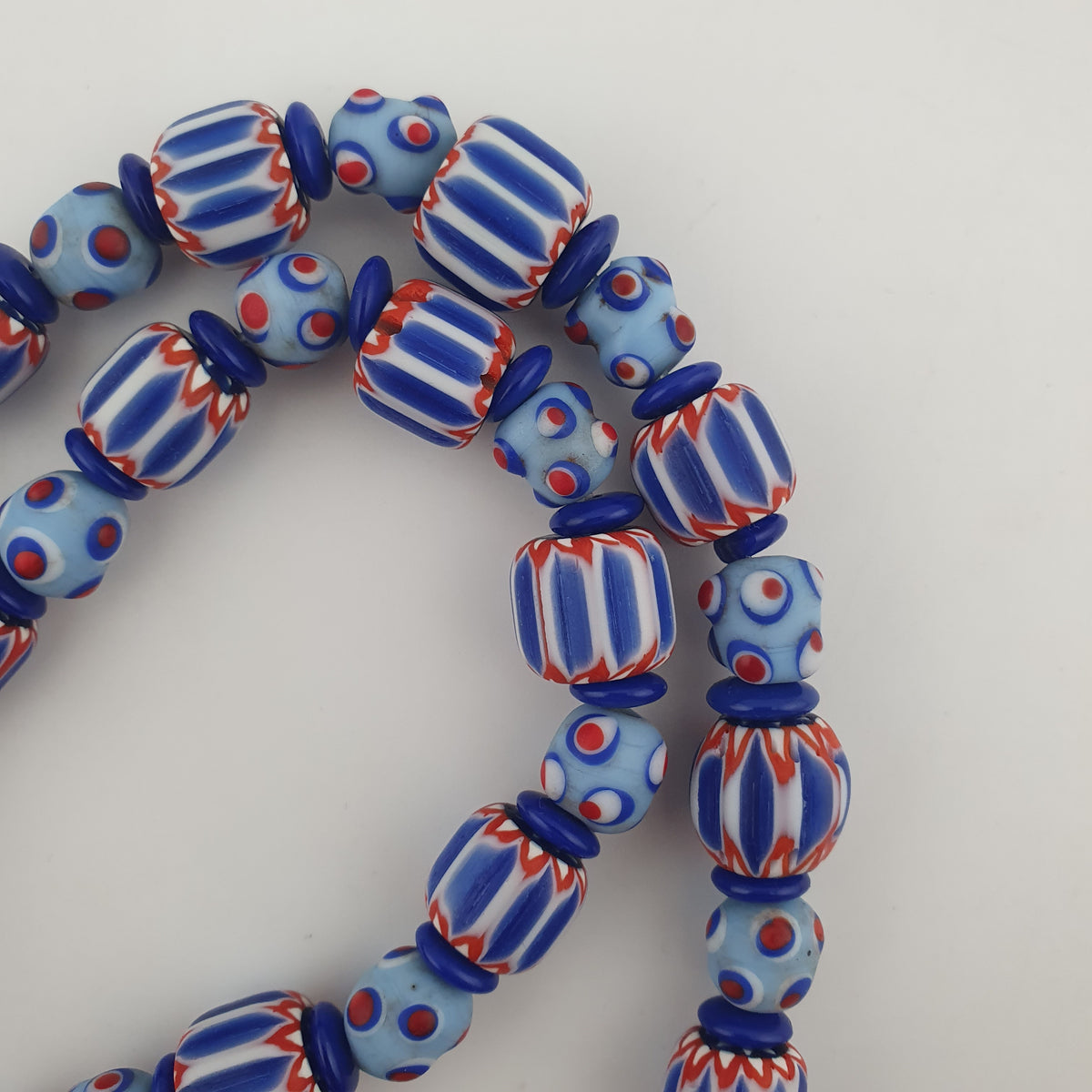 Vintage Venetian Style Chevron & Skunk Glass Beads Necklace
