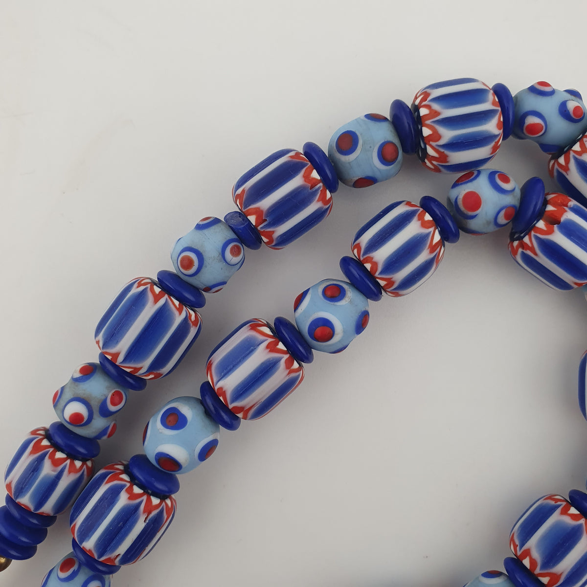 Vintage Venetian Style Chevron & Skunk Glass Beads Necklace
