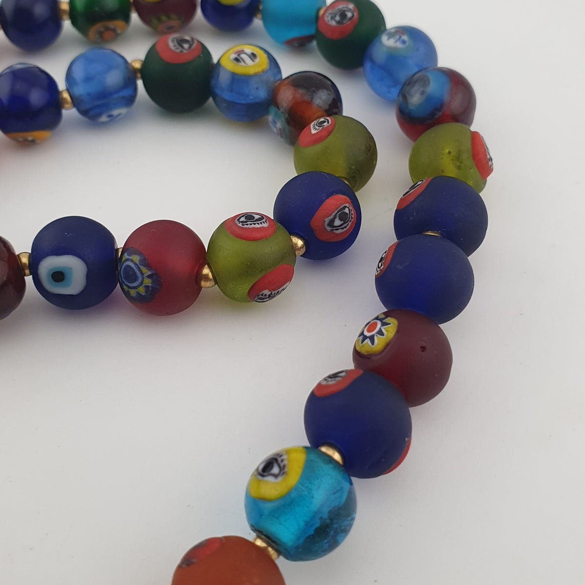 Vintage Venetian Style Mix Face & MiddleEastern Eyes Glass with Gabri Pendant Necklace