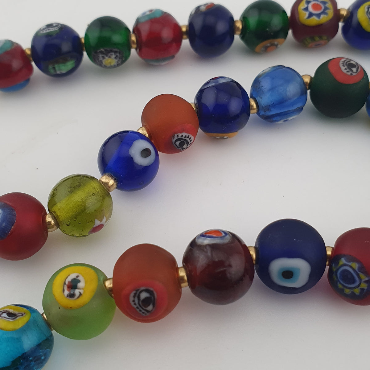 Vintage Venetian Style Mix Face & MiddleEastern Eyes Glass with Gabri Pendant Necklace
