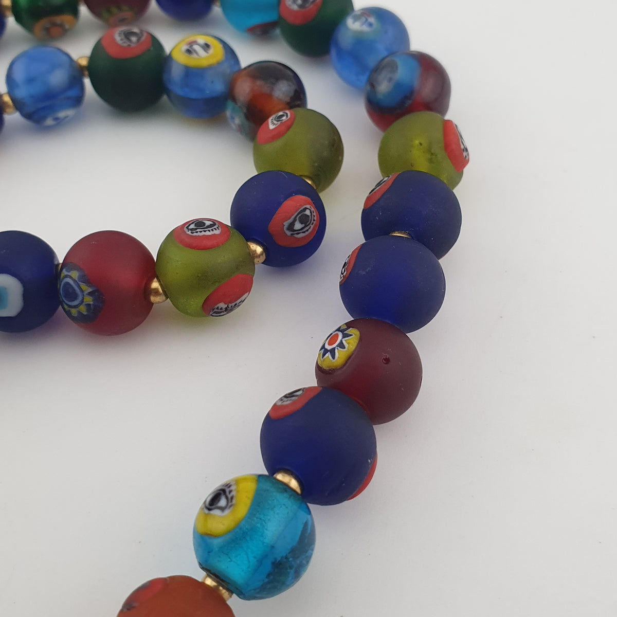 Vintage Venetian Style Mix Face & MiddleEastern Eyes Glass with Gabri Pendant Necklace