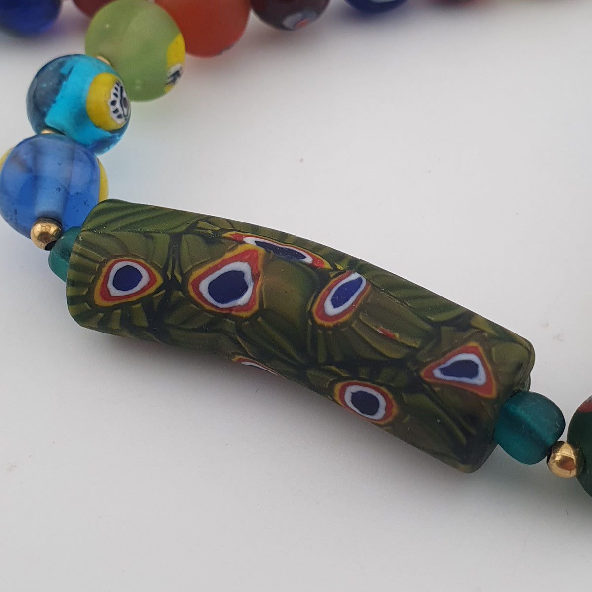 Vintage Venetian Style Mix Face & MiddleEastern Eyes Glass with Gabri Pendant Necklace
