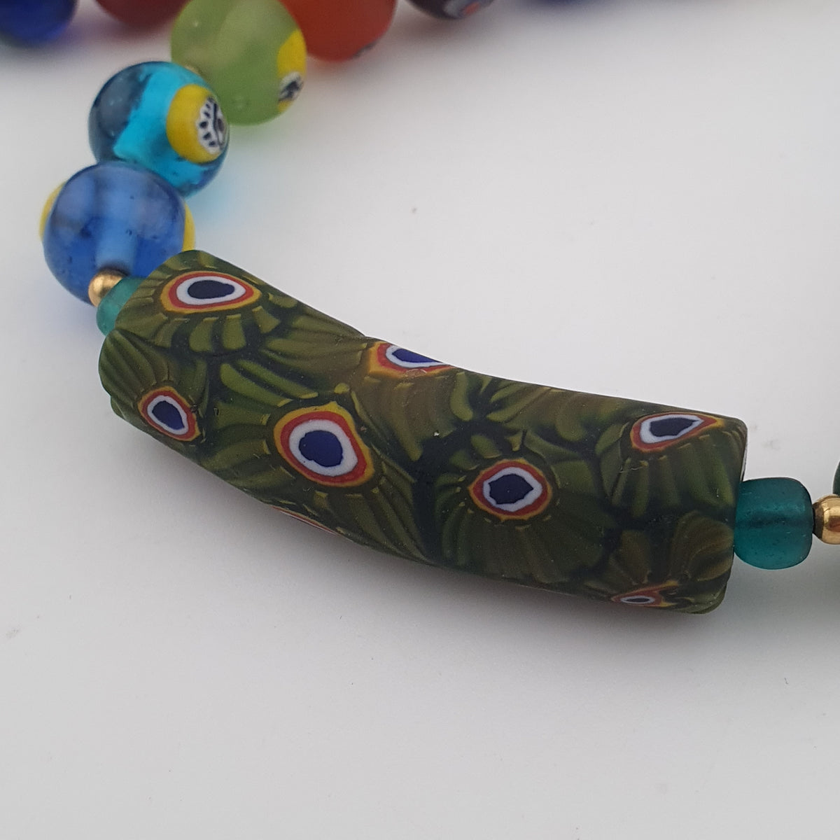 Vintage Venetian Style Mix Face & MiddleEastern Eyes Glass with Gabri Pendant Necklace