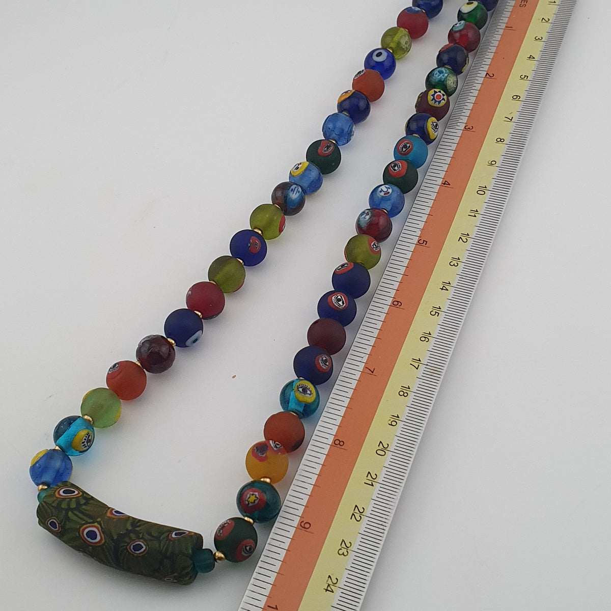 Vintage Venetian Style Mix Face & MiddleEastern Eyes Glass with Gabri Pendant Necklace