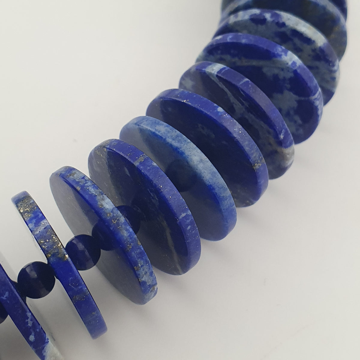 Vintage Disc Shape Lapis Lazuli Beads & Glass Beads Necklace