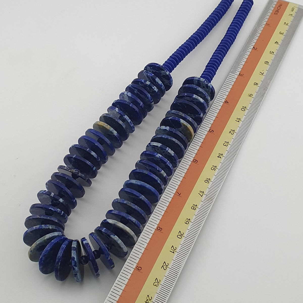 Vintage Disc Shape Lapis Lazuli Beads & Glass Beads Necklace