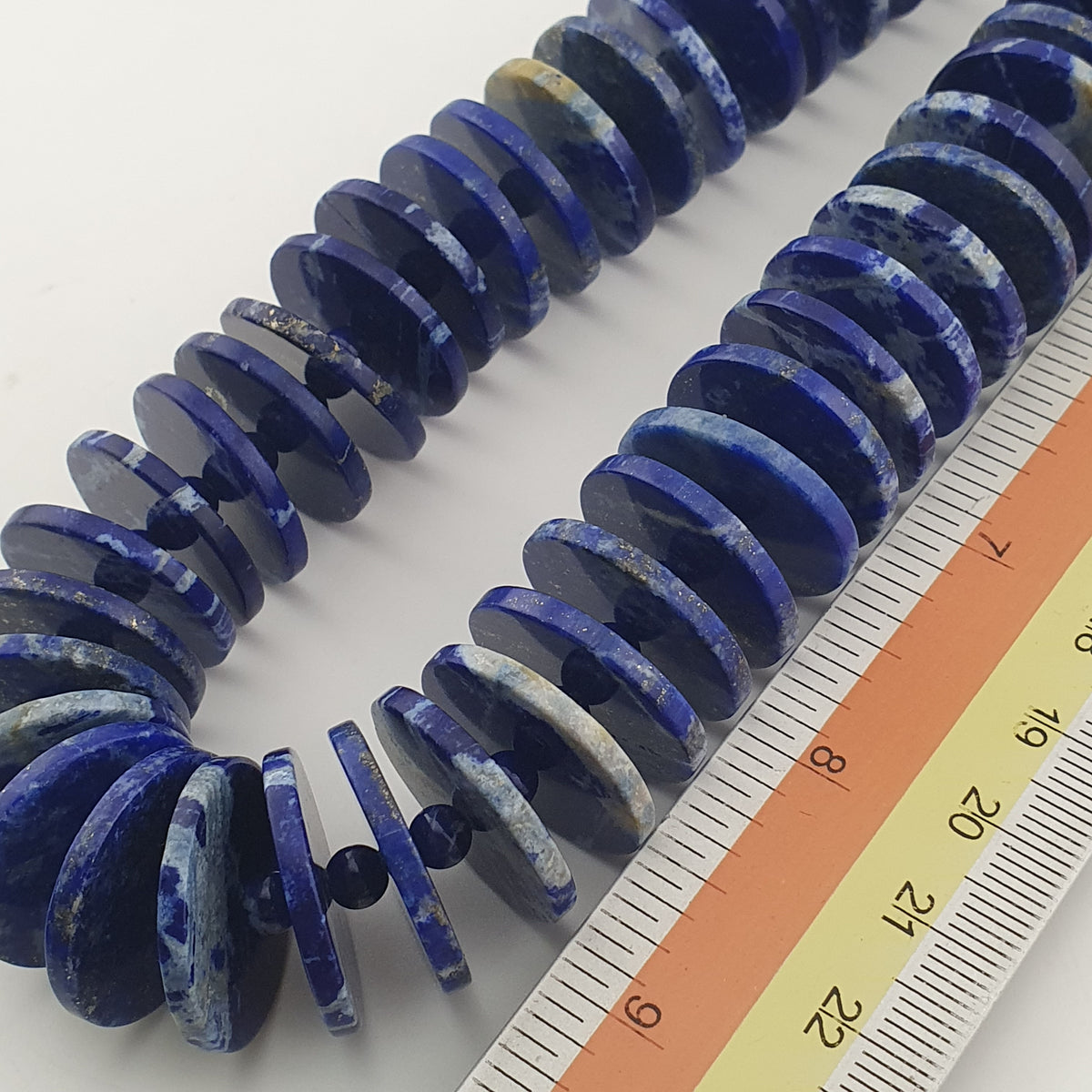 Vintage Disc Shape Lapis Lazuli Beads & Glass Beads Necklace
