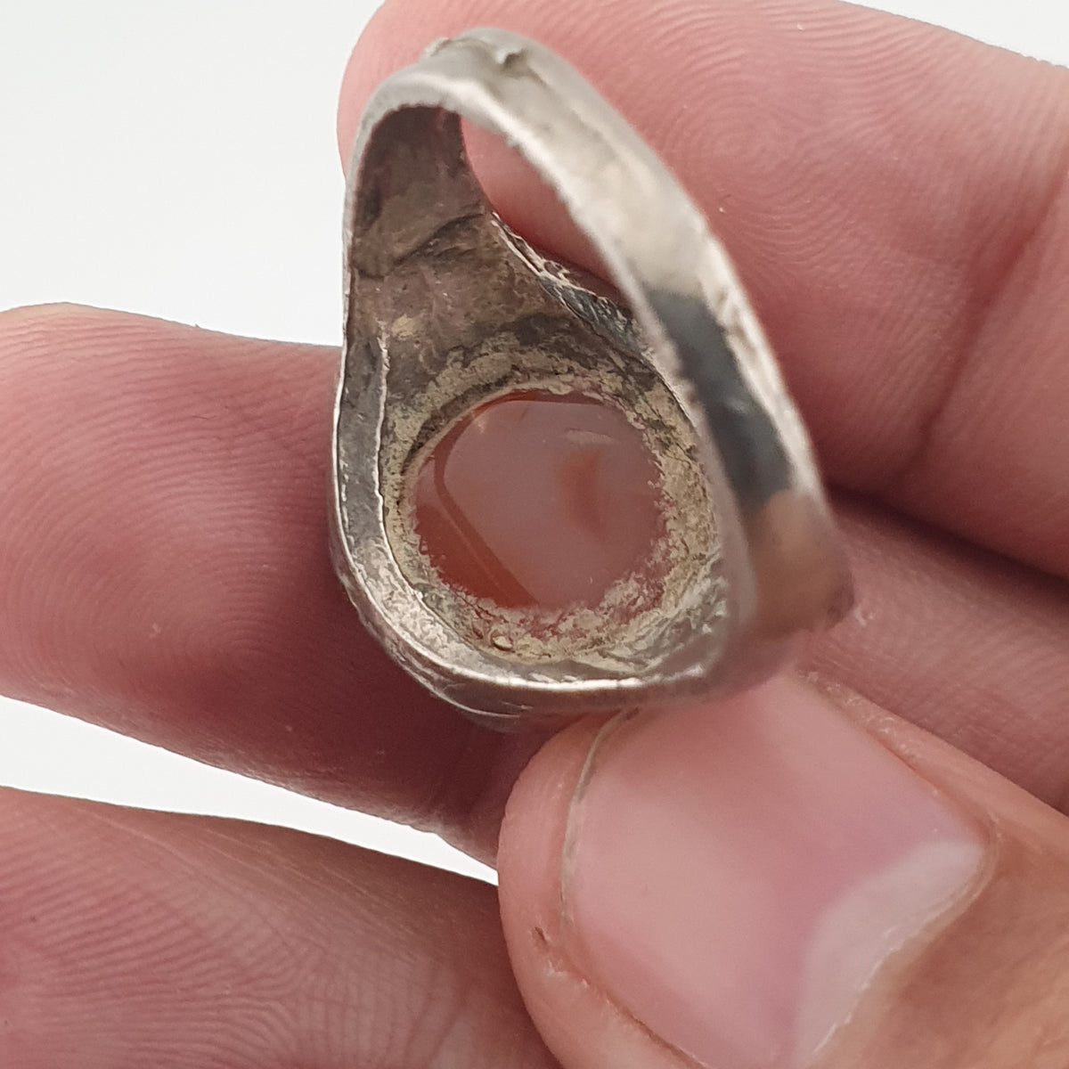 Handmade Antique Brass & Natural Agate Ring Vintage Stone Statement Jewelry