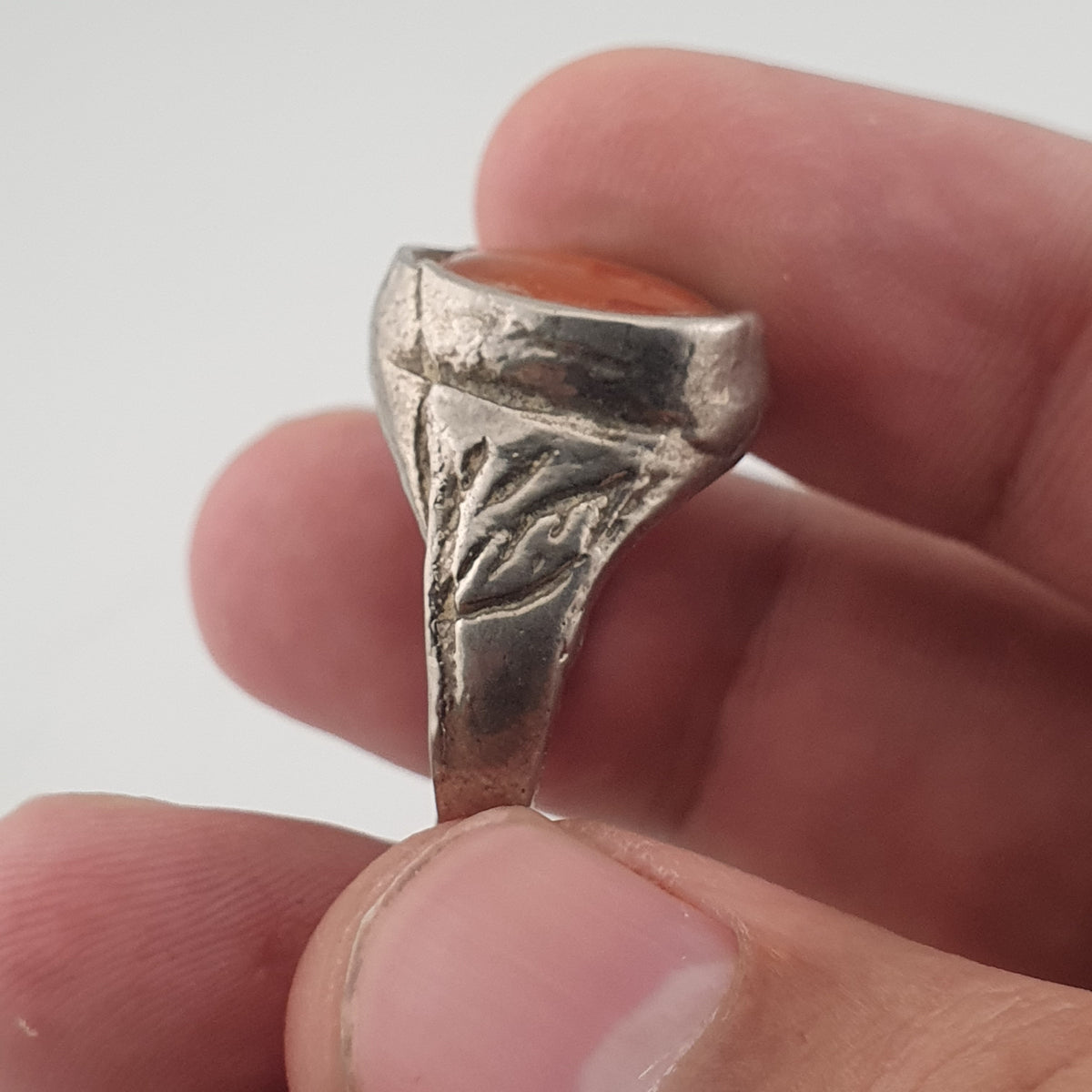 Handmade Antique Brass & Natural Agate Ring Vintage Stone Statement Jewelry