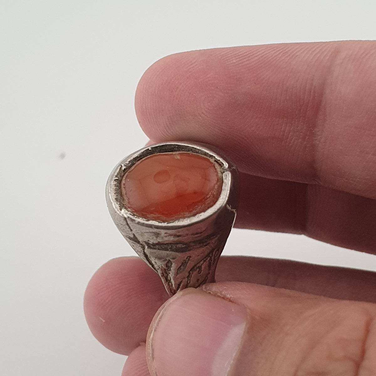 Handmade Antique Brass & Natural Agate Ring Vintage Stone Statement Jewelry