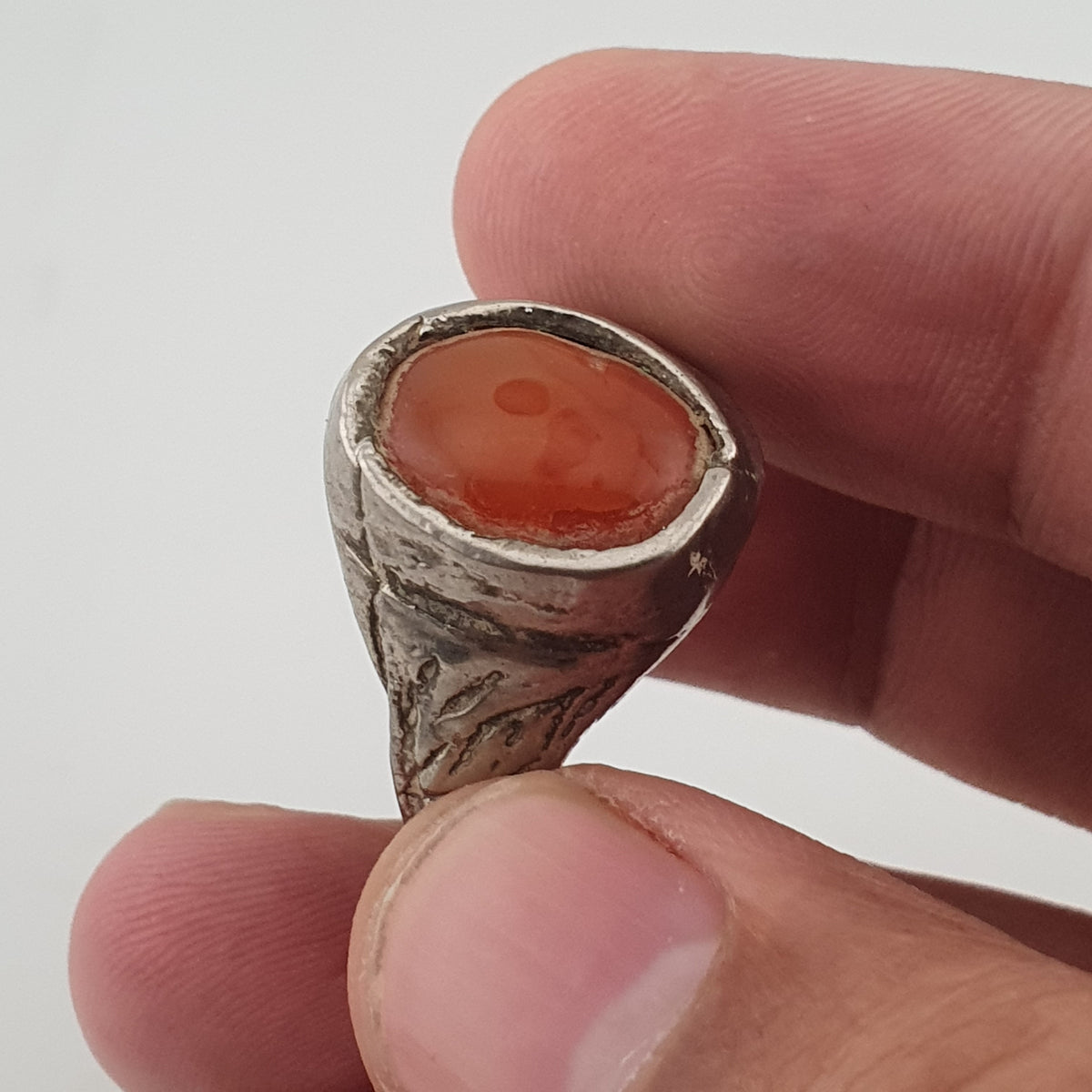 Handmade Antique Brass & Natural Agate Ring Vintage Stone Statement Jewelry