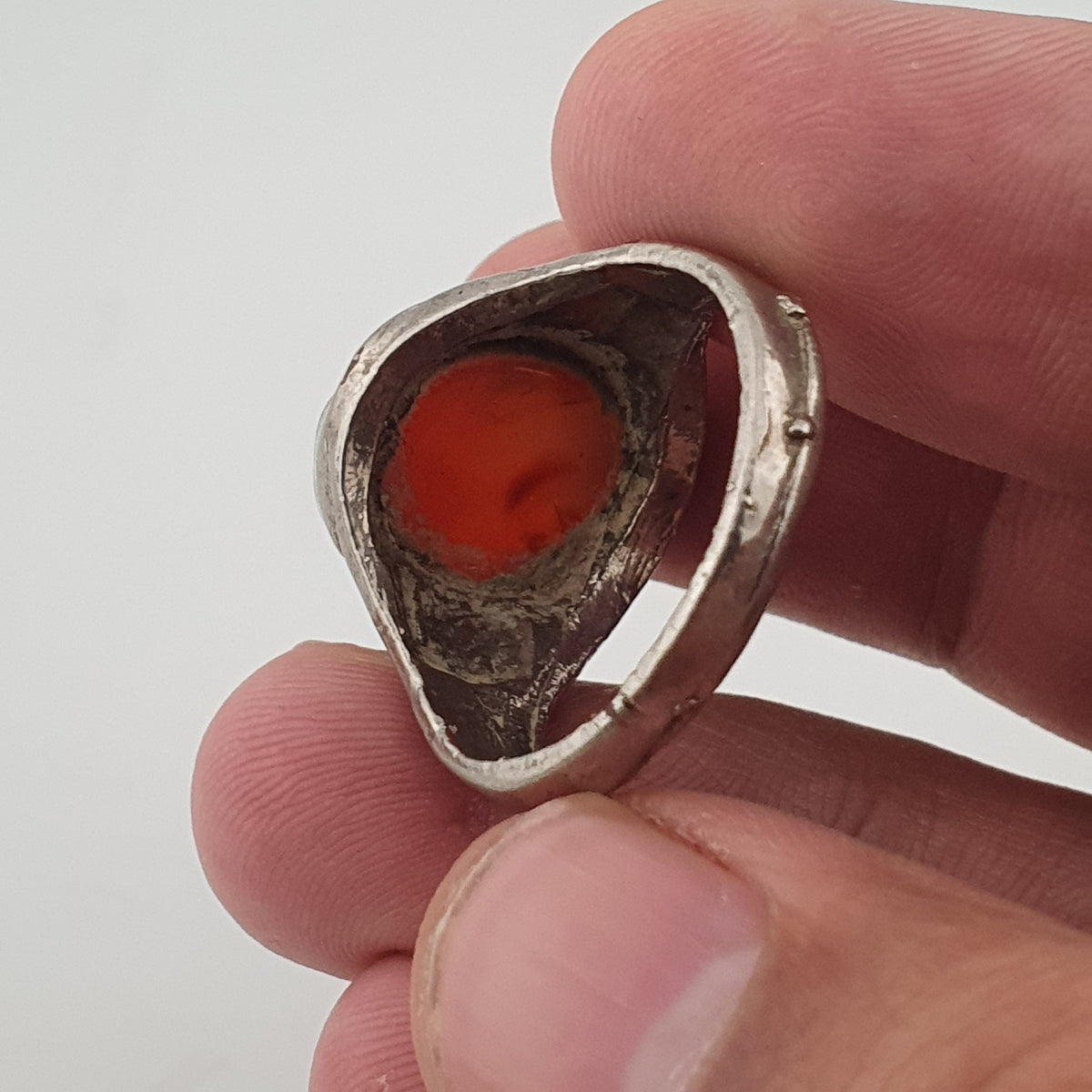 Handmade Antique Brass & Natural Agate Ring Vintage Stone Statement Jewelry