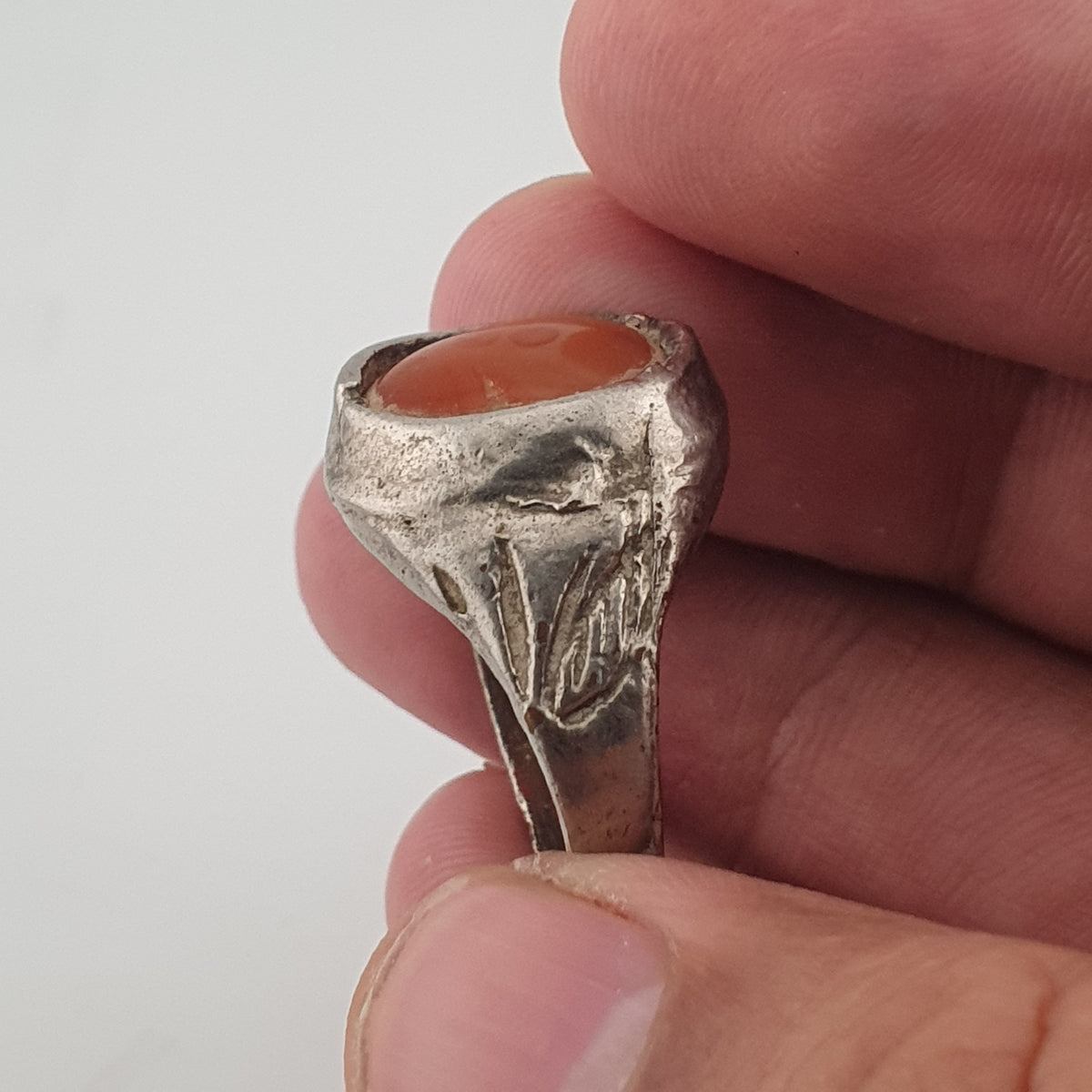 Handmade Antique Brass & Natural Agate Ring Vintage Stone Statement Jewelry