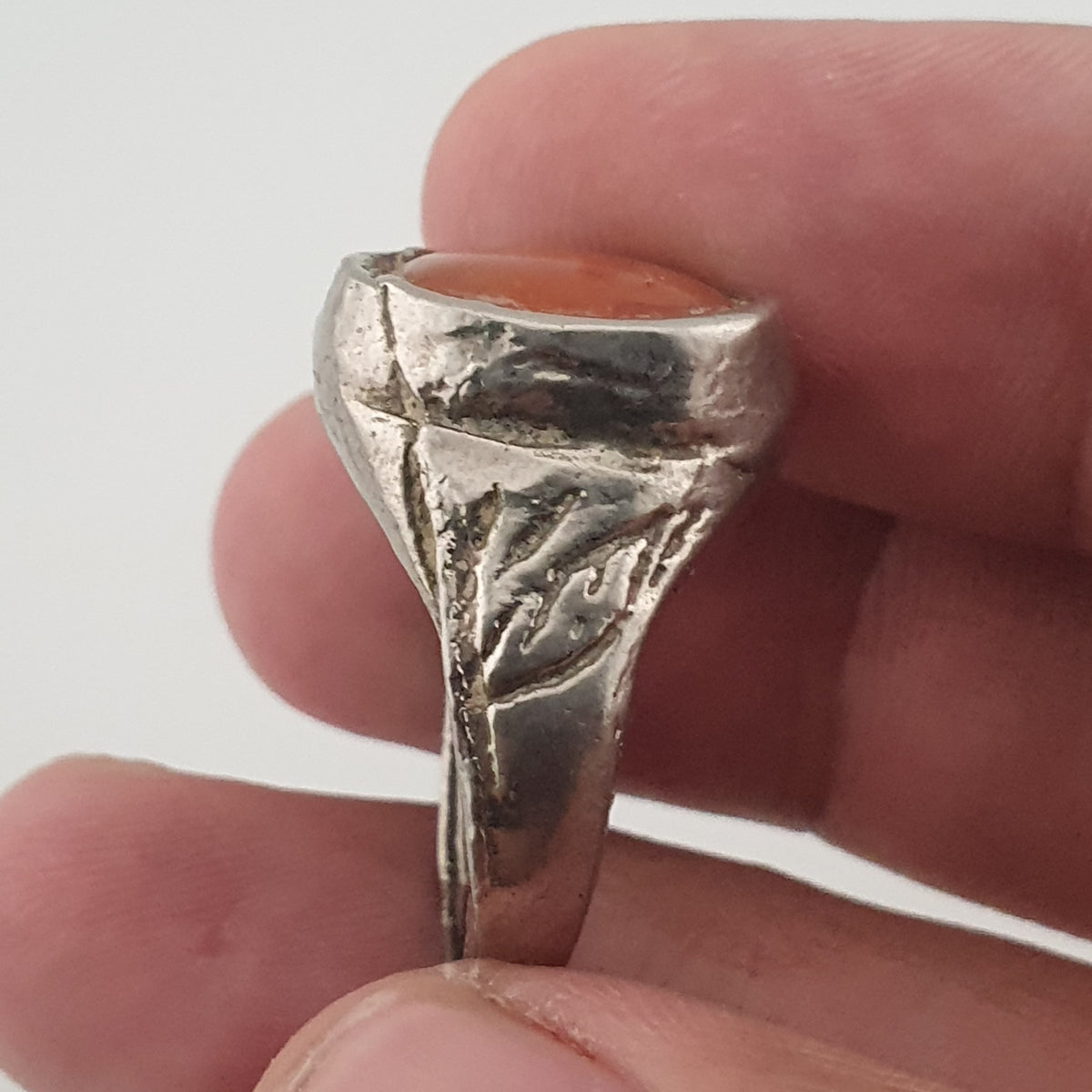 Handmade Antique Brass & Natural Agate Ring Vintage Stone Statement Jewelry