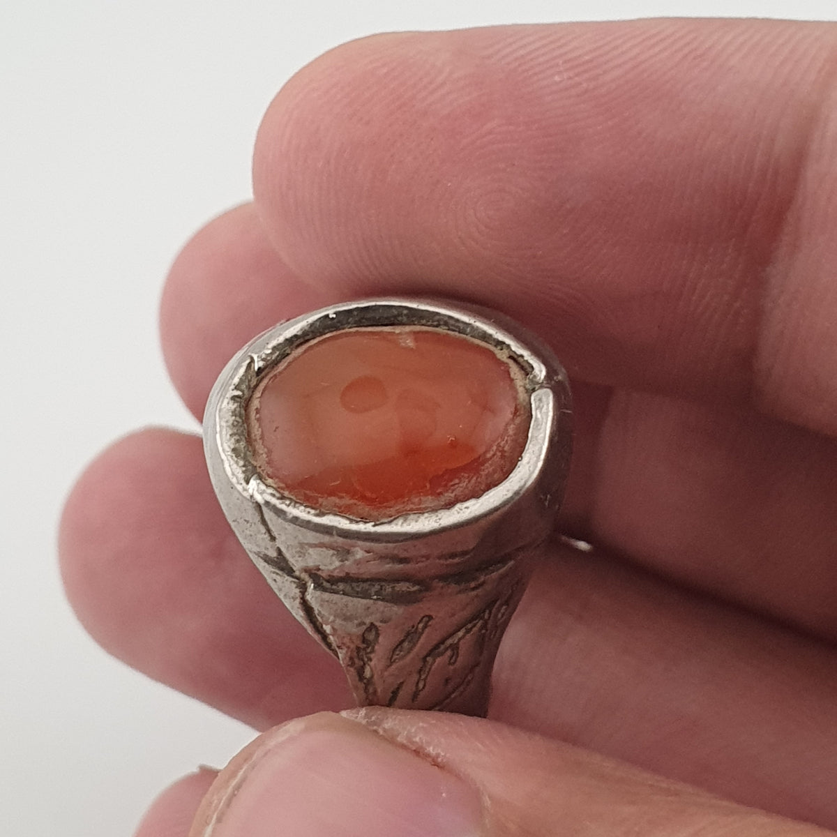 Handmade Antique Brass & Natural Agate Ring Vintage Stone Statement Jewelry