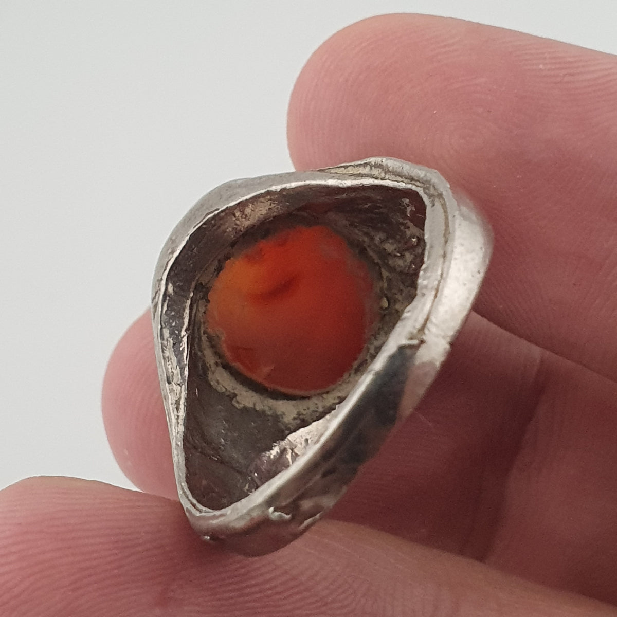 Handmade Antique Brass & Natural Agate Ring Vintage Stone Statement Jewelry