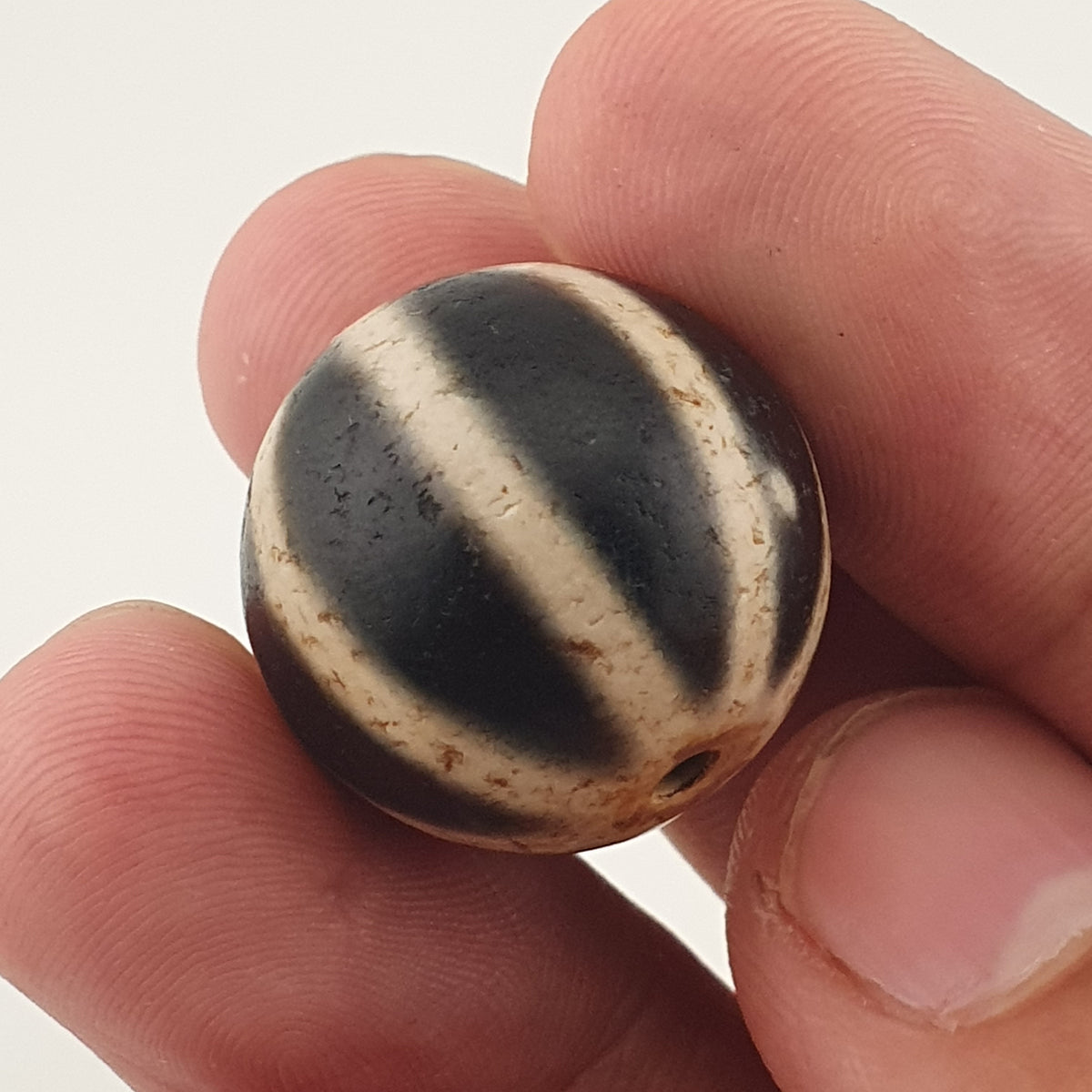 Vintage Himalayan Tibetan Melon Desgin Agate Dzi Bead Amulet