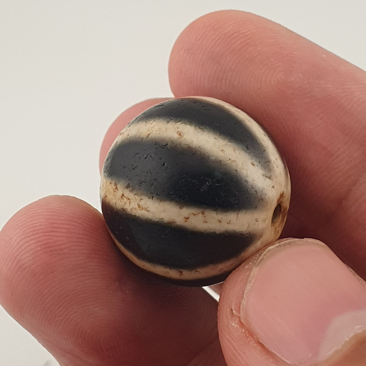 Vintage Himalayan Tibetan Melon Desgin Agate Dzi Bead Amulet
