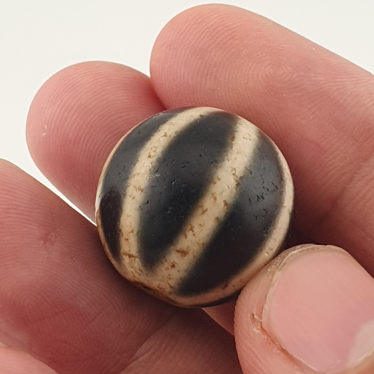 Vintage Himalayan Tibetan Melon Desgin Agate Dzi Bead Amulet