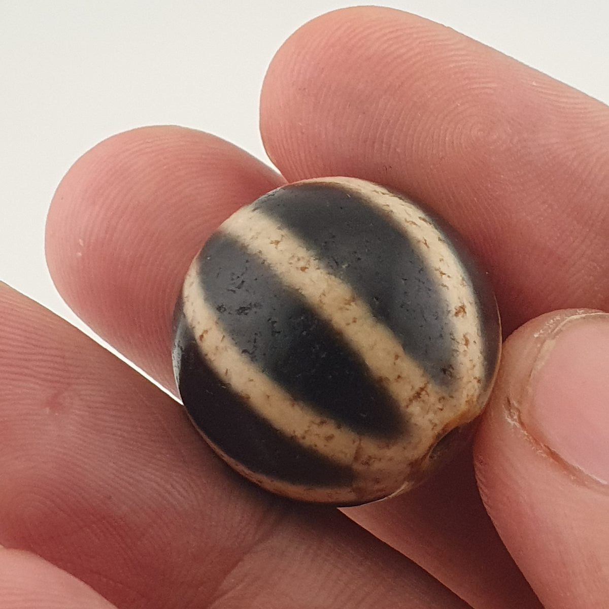 Vintage Himalayan Tibetan Melon Desgin Agate Dzi Bead Amulet