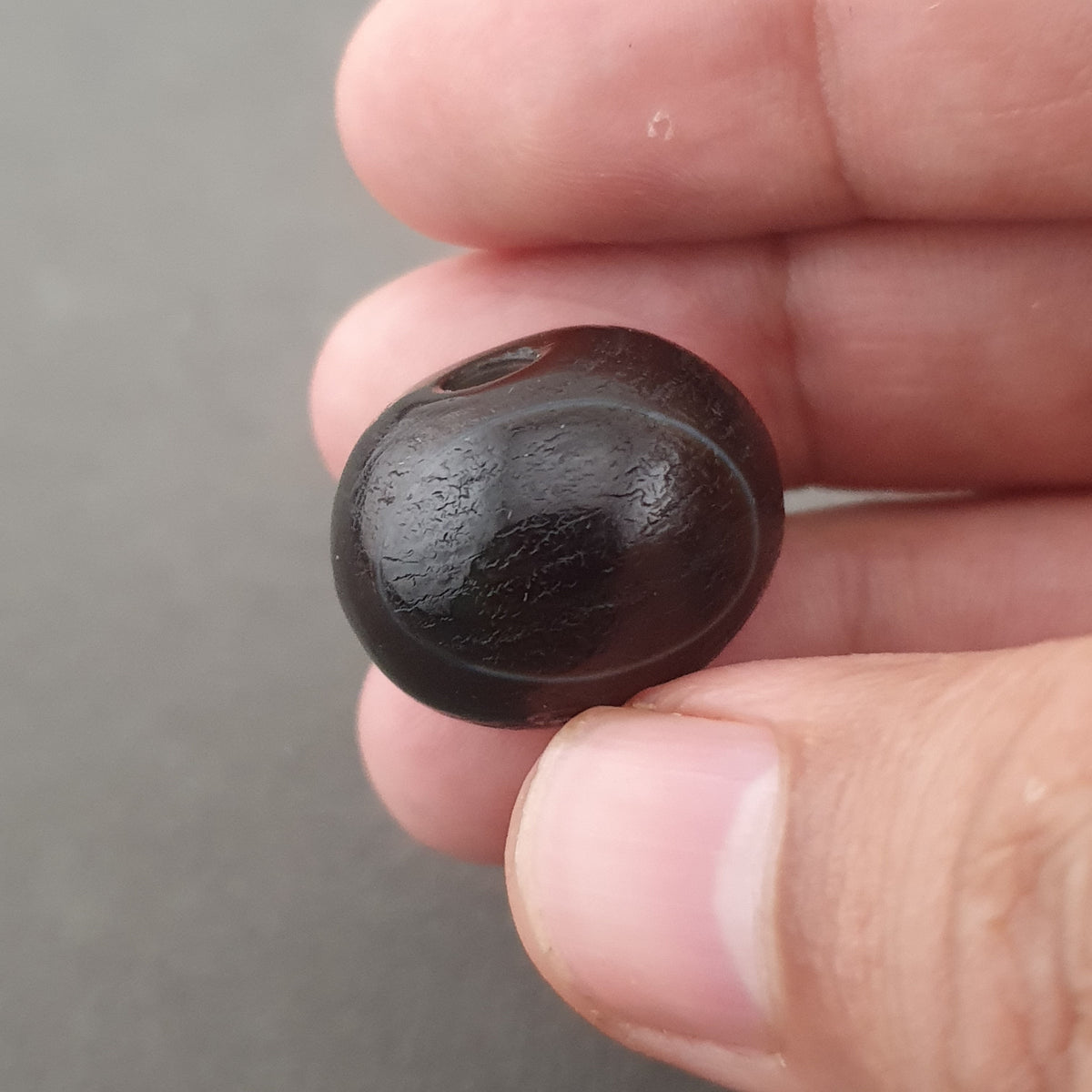 Vintage Himalayan Natrual Eyes Tire Shape Suliemani Agate Bead Amulet