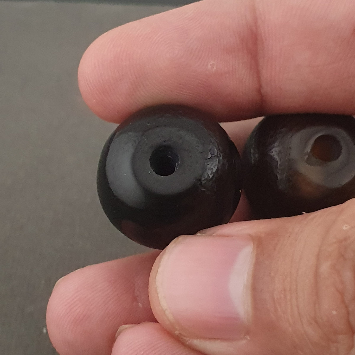 Vintage Natural Eyes Hiamalayan Suliemani Lot of 2 Tire Shape Agate Beads