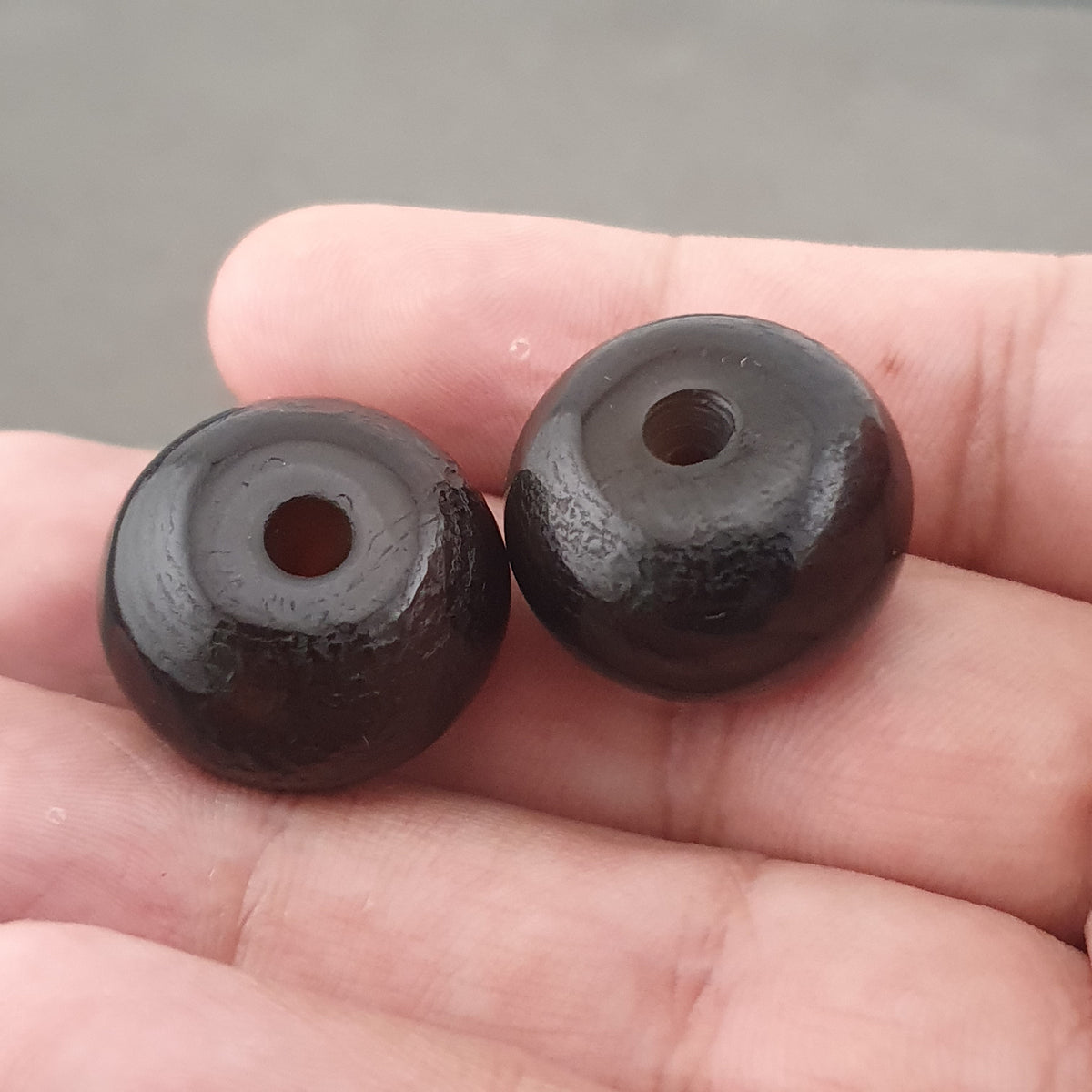 Vintage Lot of 2 Himalayan Natrual Agate Bead Amulet