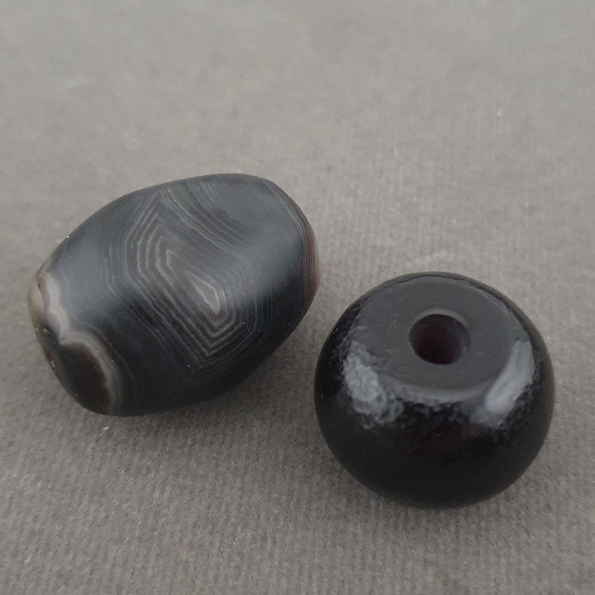 Vintage Natural Eye Suliemani Agate Beads Lot Of 2