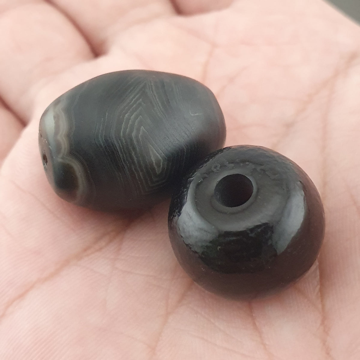 Vintage Natural Eye Suliemani Agate Beads Lot Of 2