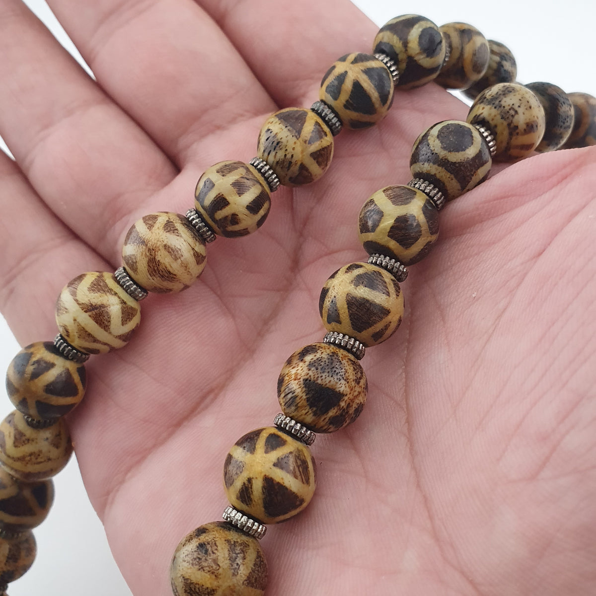 Antique Burmese Pumtek Pyu Beads & Carnelian Agate Big Bead Pendant Necklace