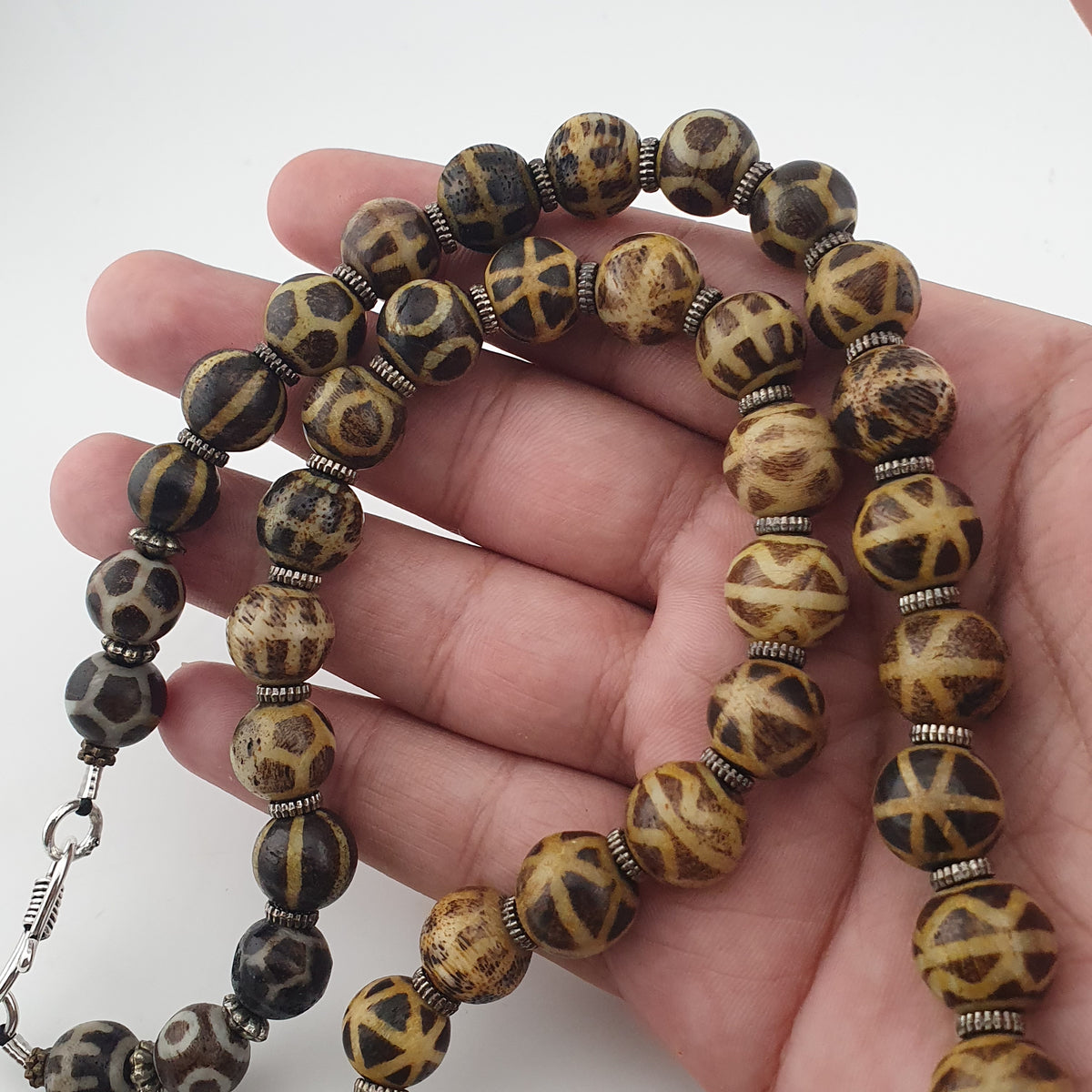 Antique Burmese Pumtek Pyu Beads & Carnelian Agate Big Bead Pendant Necklace