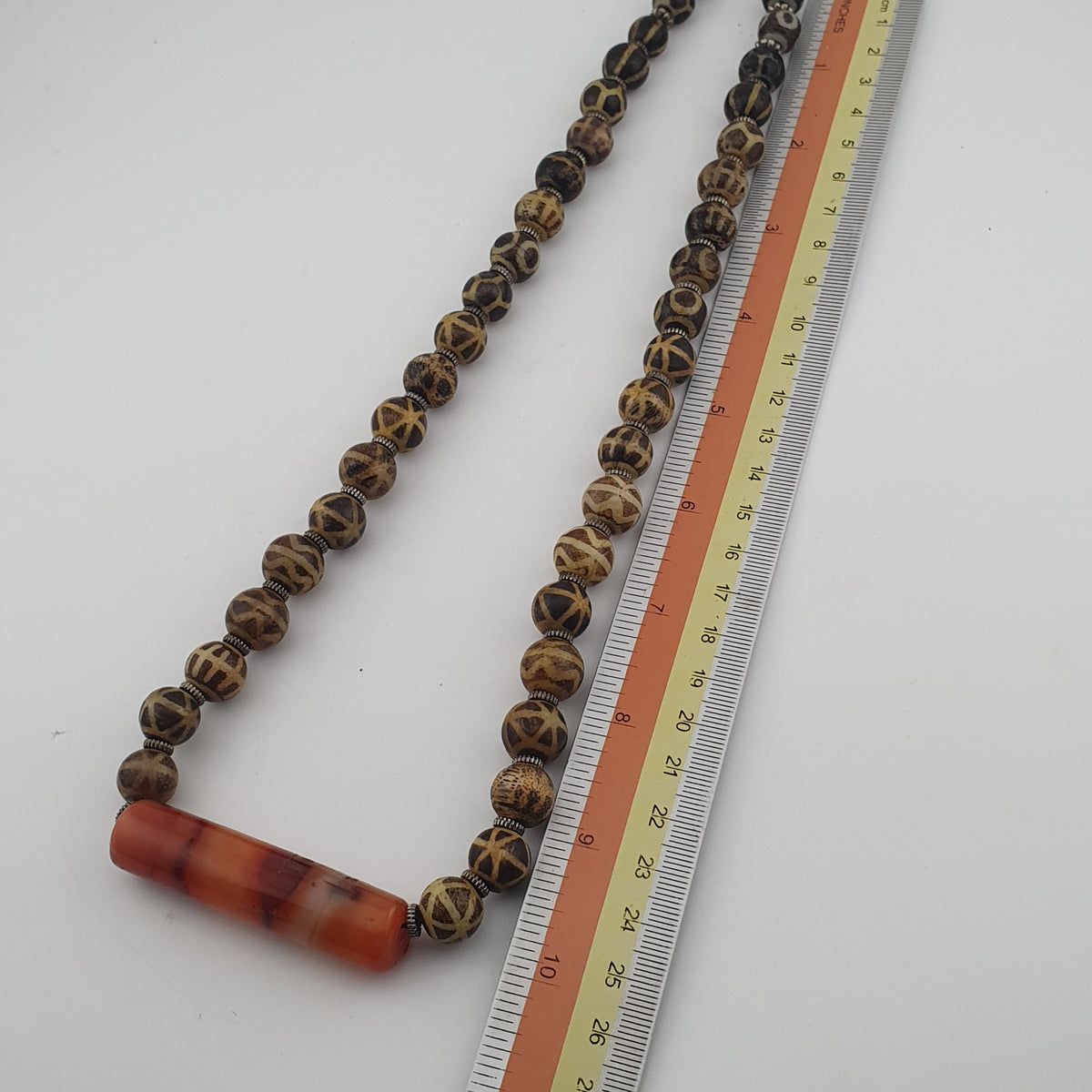 Antique Burmese Pumtek Pyu Beads & Carnelian Agate Big Bead Pendant Necklace
