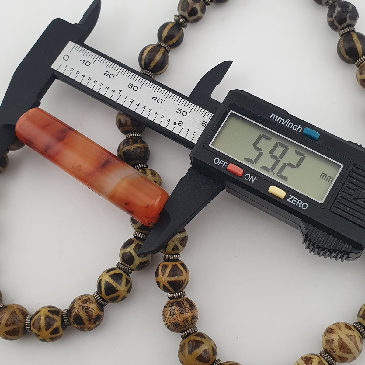 Antique Burmese Pumtek Pyu Beads & Carnelian Agate Big Bead Pendant Necklace