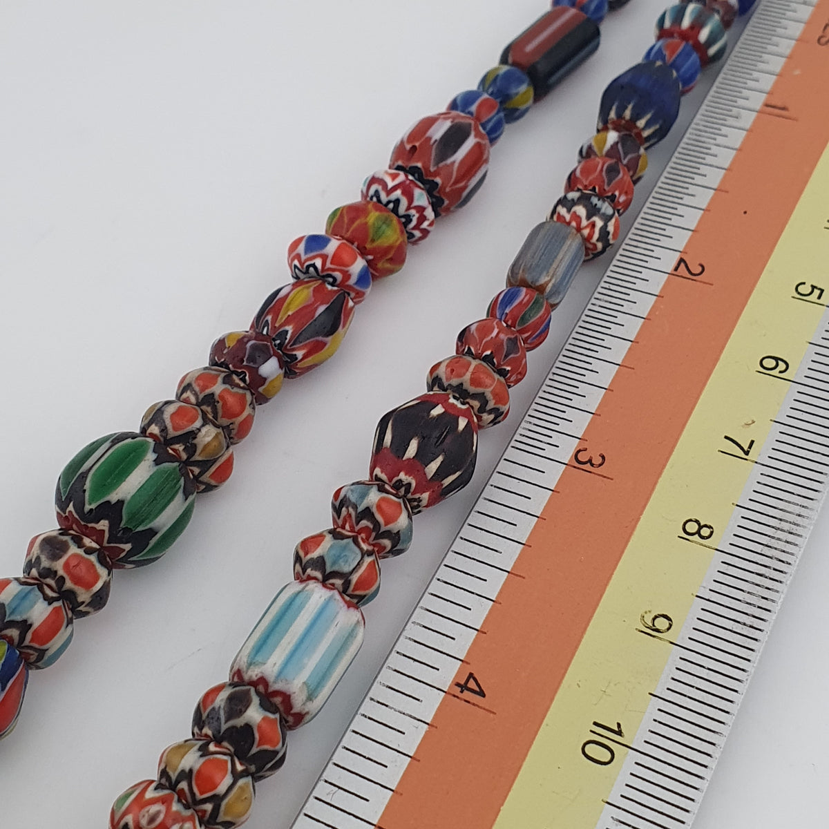 Vintage Venetian Style Mix Chevron Glass Beads With Old face Glass Pendant Necklace