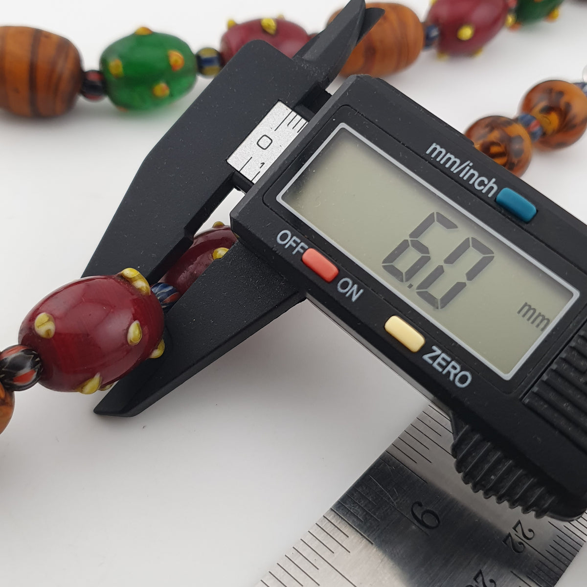 Vintage Venetian African Style Mix Skunk & Orange Brown African Glass Beads Necklace