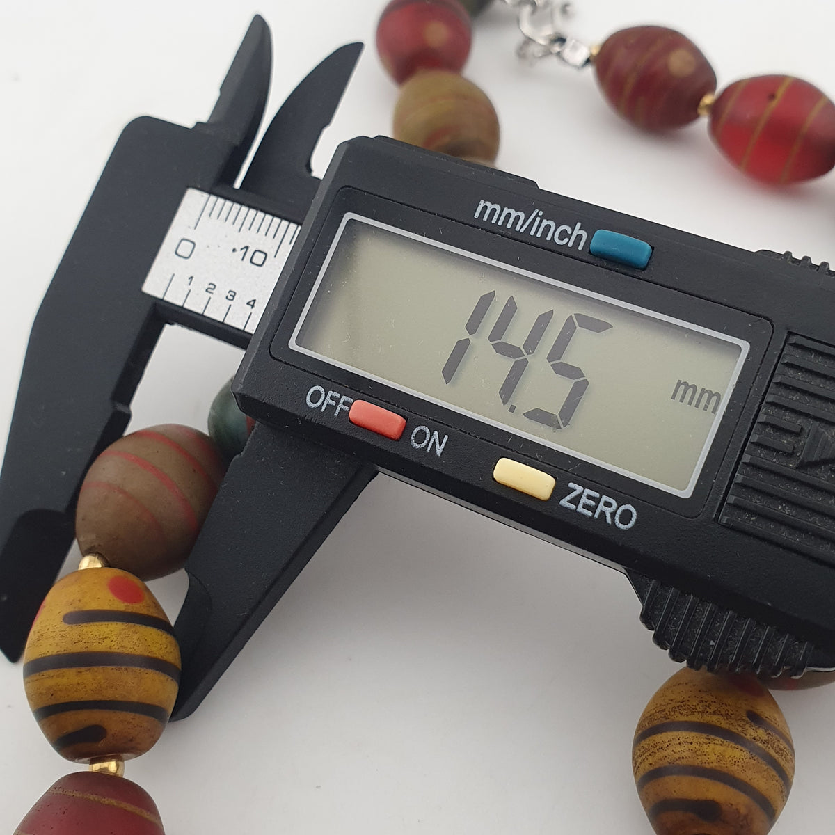 Vintage Venetian Style Stripe Pattern & Eye Trade Glass Beads Necklace