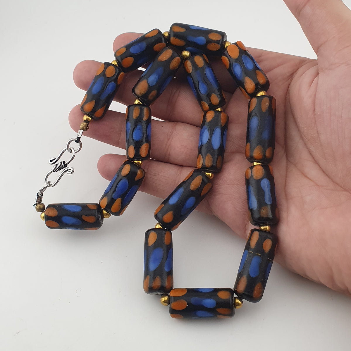 Antique Venetian Style Gabri Style Eyes Glass Beads Necklace