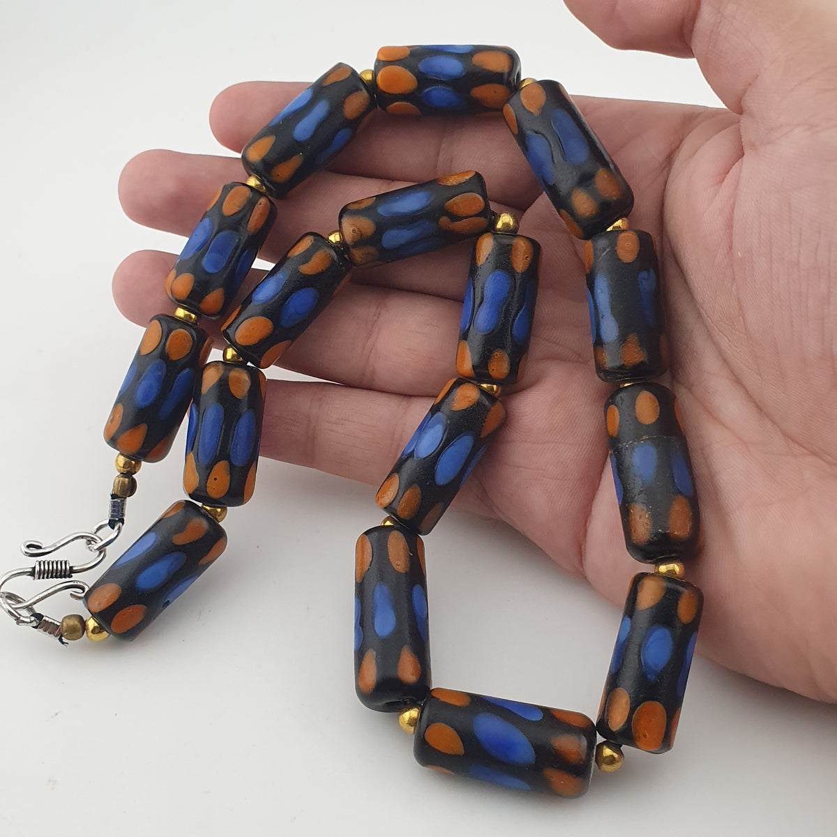 Antique Venetian Style Gabri Style Eyes Glass Beads Necklace