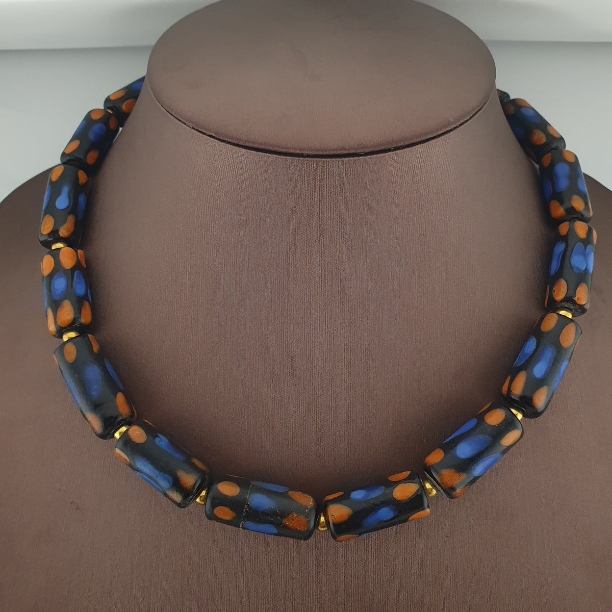 Antique Venetian Style Gabri Style Eyes Glass Beads Necklace