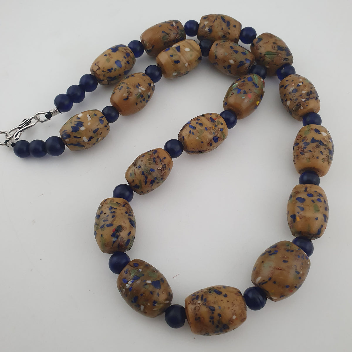 Vintage Venetian Style Aventurine &amp; African Blue Glass Beads Necklace